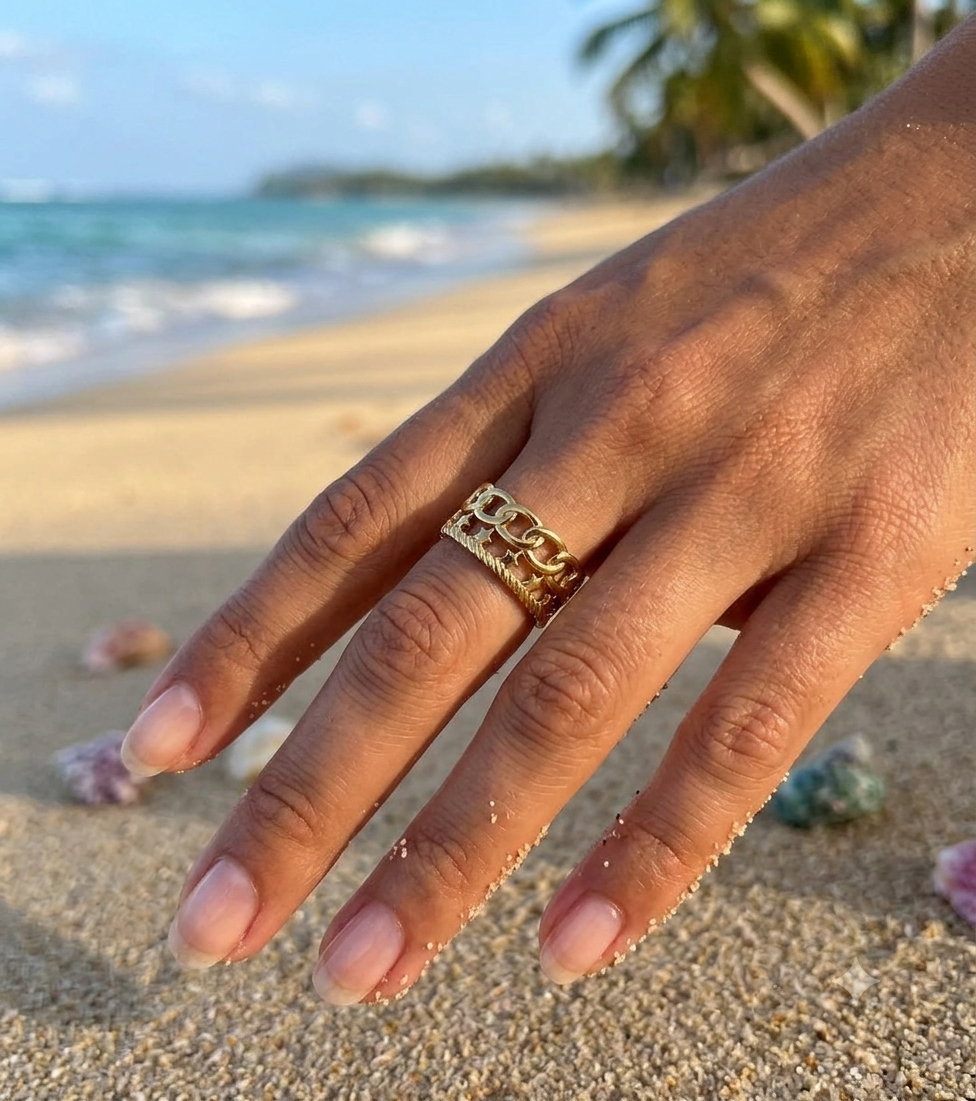 Bague Aurélie ajustable acier inoxydable doré Maëlyne Beauty
