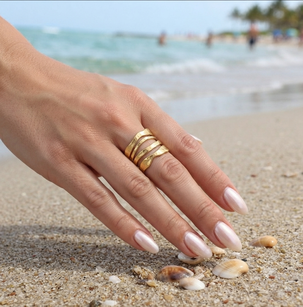 Bague Ava ajustable acier inoxydable doré Maëlyne Beauty