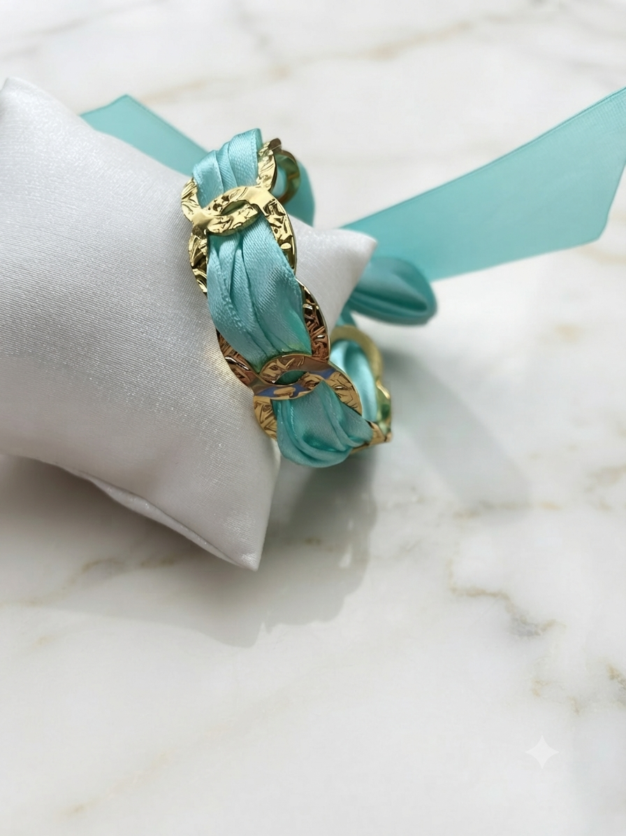 Ruban satin interchangeable turquoise
