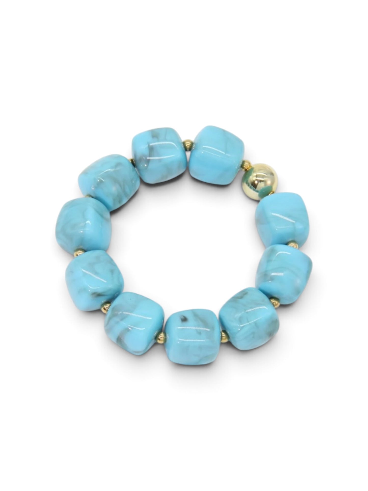 Bracelet perle de résine bleu 