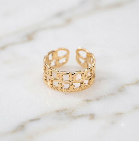 Bague Aurélie ajustable acier inoxydable doré Maëlyne Beauty