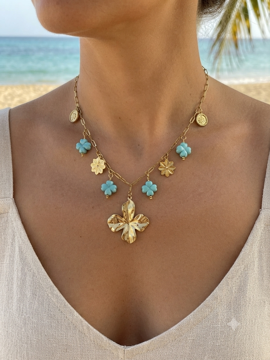 Collier Virginie doré en acier inoxydable hypoallergénique - Maëlyne Beauty
