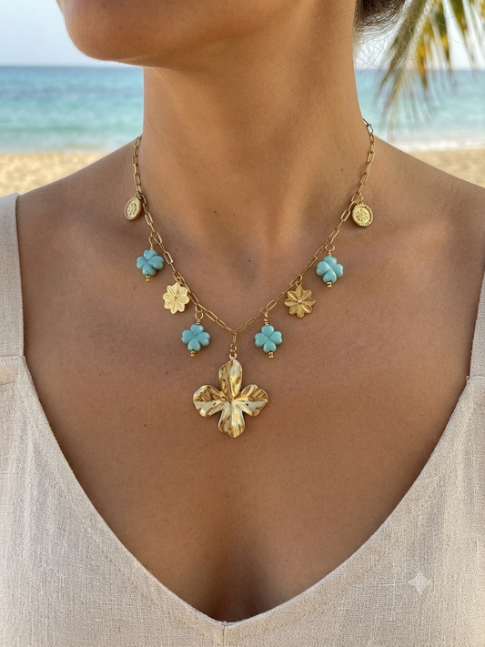 Collier Virginie doré en acier inoxydable hypoallergénique - Maëlyne Beauty
