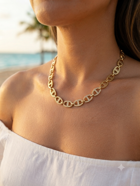 Collier Mayna doré en acier inoxydable hypoallergénique - Maëlyne Beauty