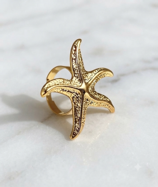 Bague Marina étoile de mer ajustable acier inoxydable Maëlyne Beauty