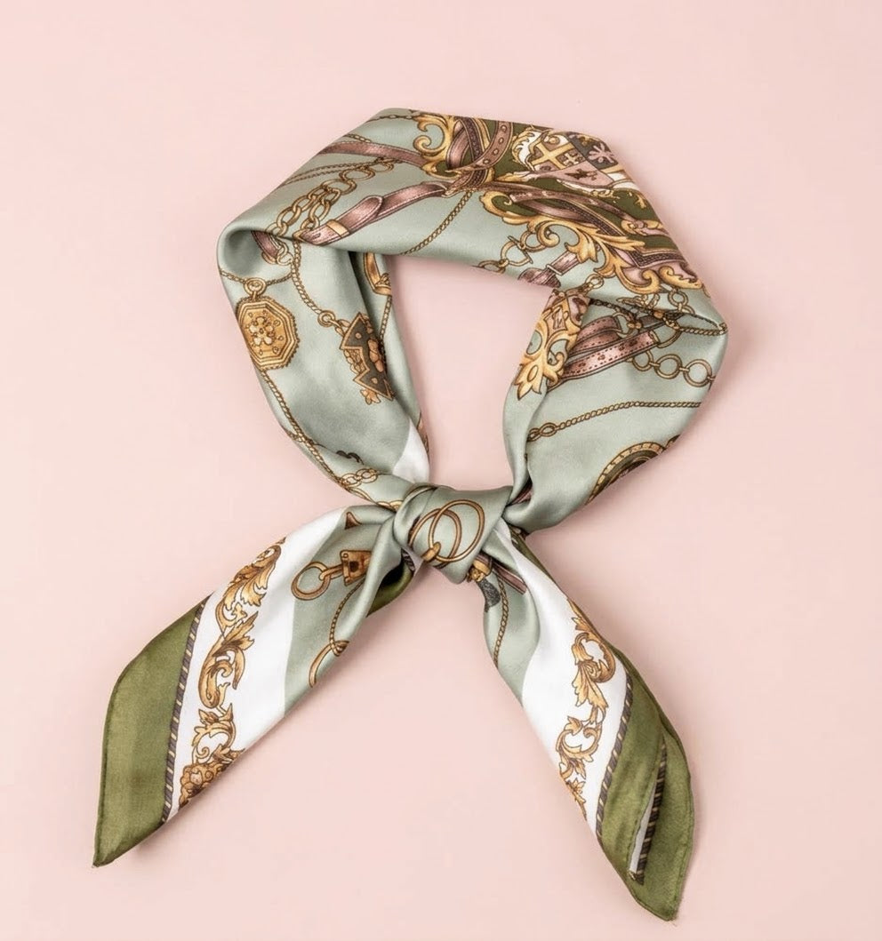Foulard chaînes baroques kaki - Maëlyne Beauty