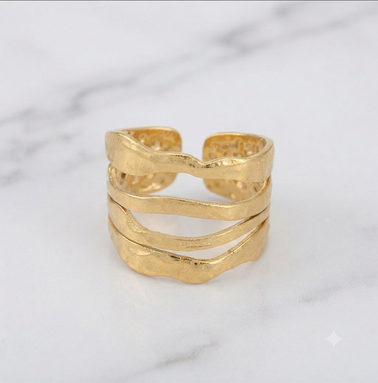Bague Ava ajustable acier inoxydable doré Maëlyne Beauty
