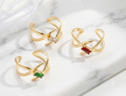 Bague Céleste ajustable pierre colorée acier inoxydable doré Maëlyne Beauty