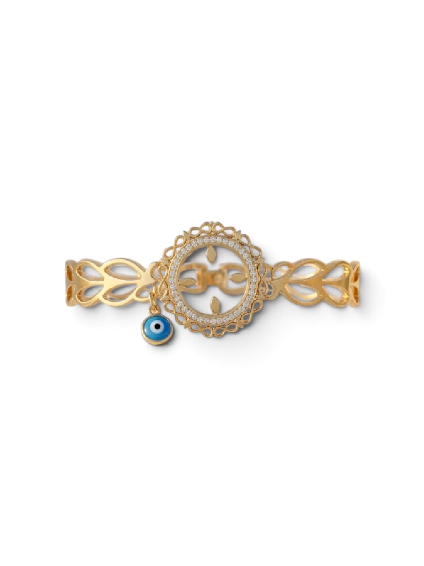 Bracelet Inova jonc doré et perle œil protecteur bleu