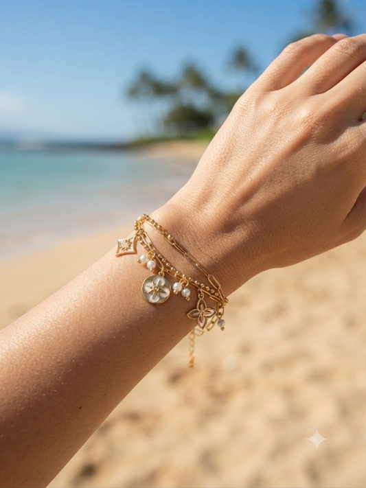 Bracelet Lou double rang doré acier inoxydable Maëlyne Beauty