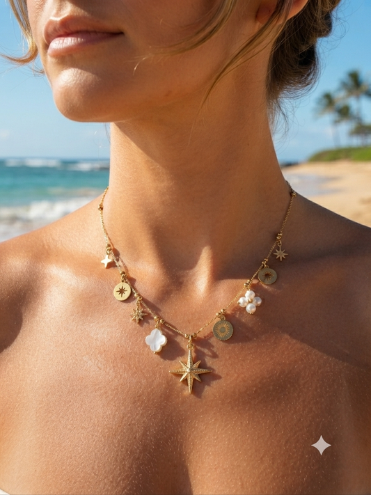 Collier Irina doré en acier inoxydable hypoallergénique - Maëlyne Beauty