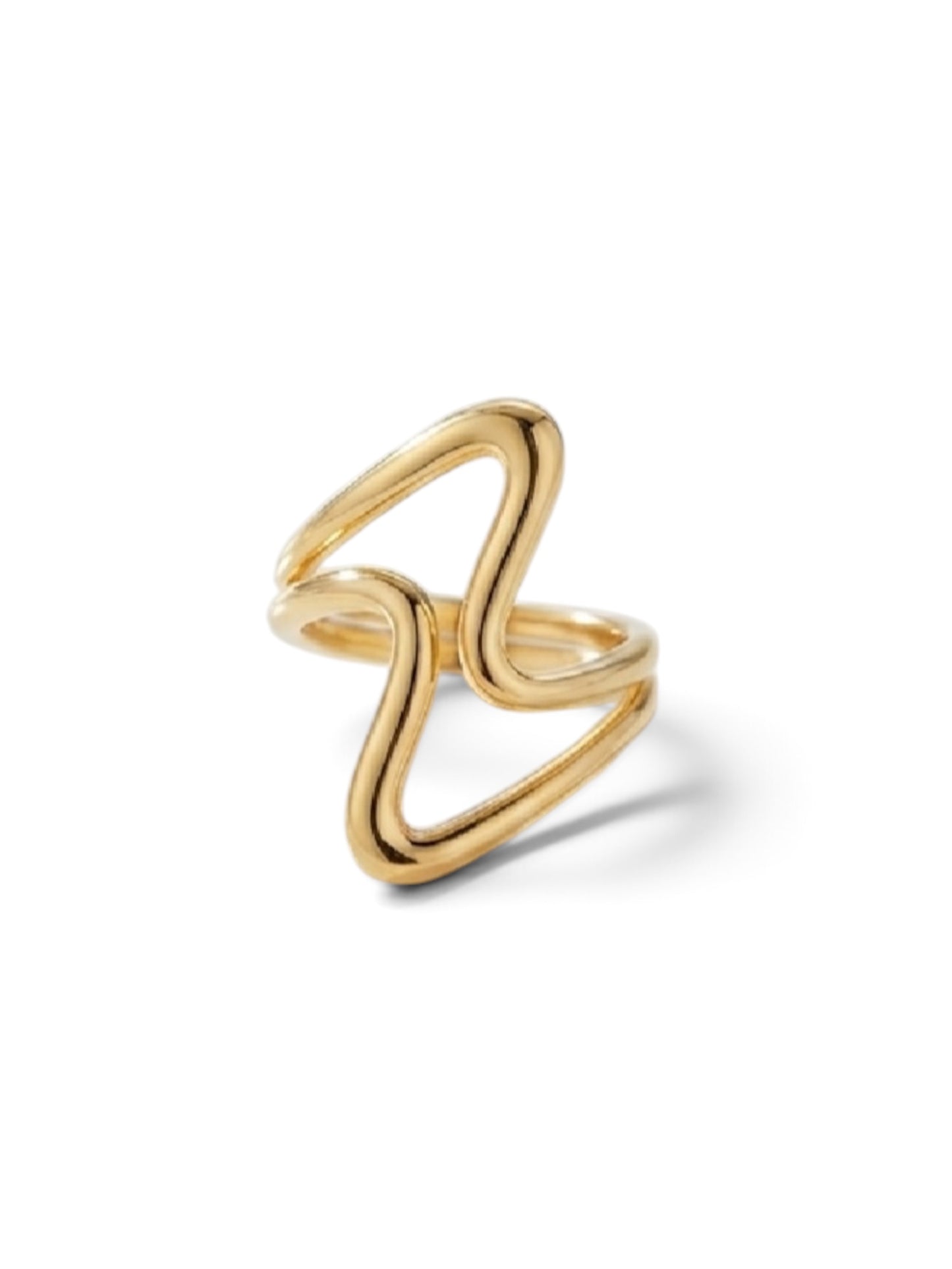 Bague Zaya dorée au design ondulé et graphique 