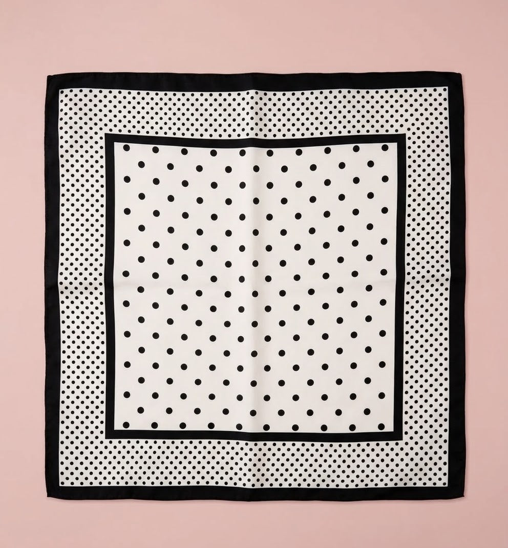 Foulard petit pois noir et blanc à plat - Maëlyne Beauty