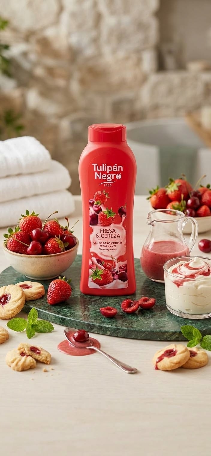 Gel douche Tulipán Negro Fraise & Cerise 650 ml