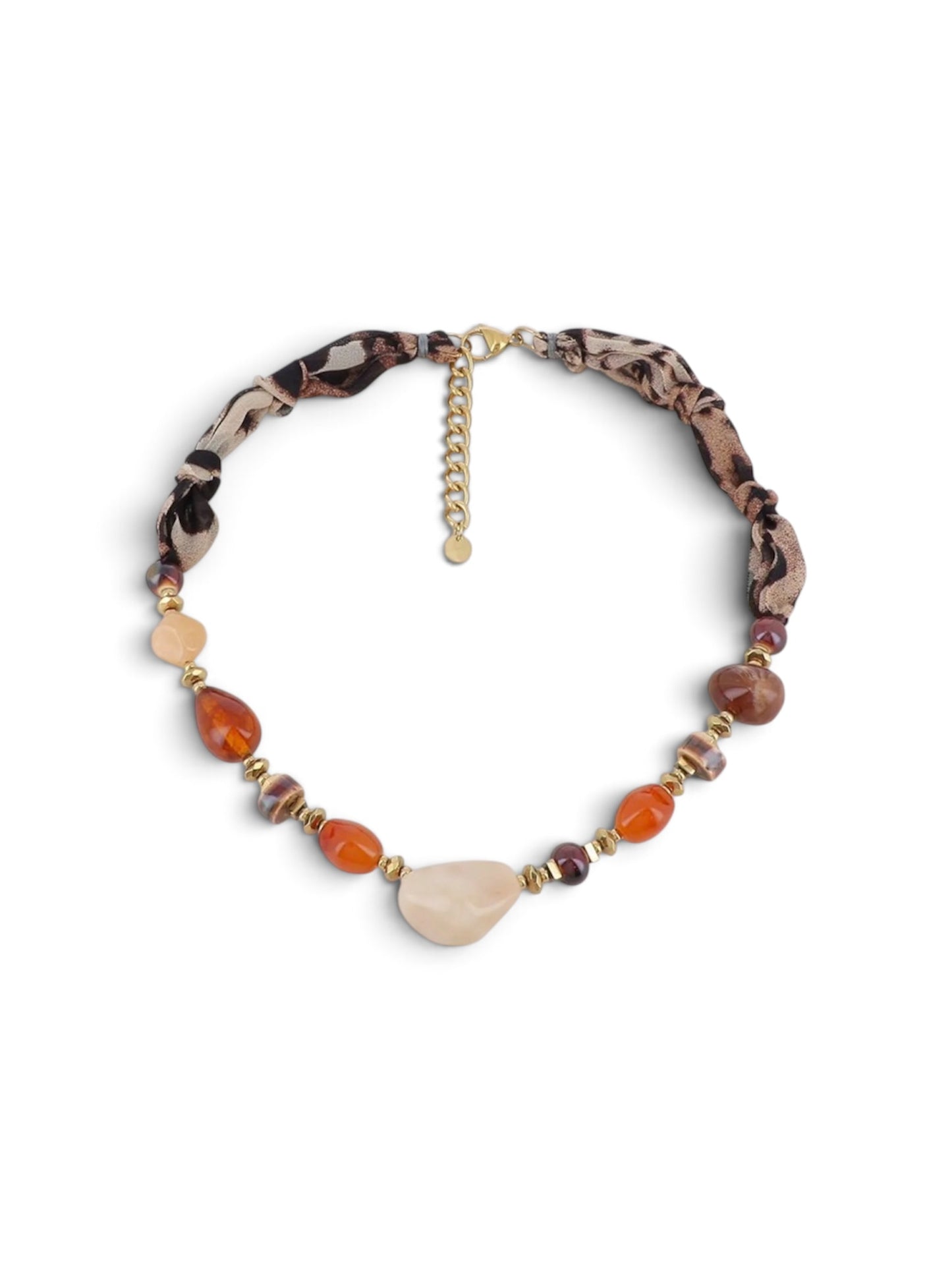 Collier Spectra orange, perles de pierre naturelle aux formes irrégulières, Maëlyne Beauty