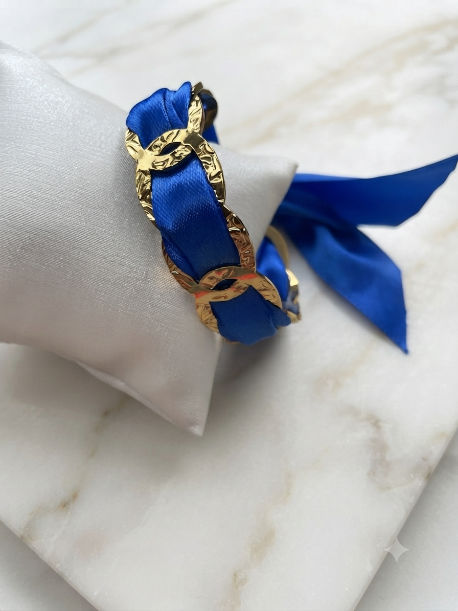 Ruban en satin interchangeable bleu électrique 