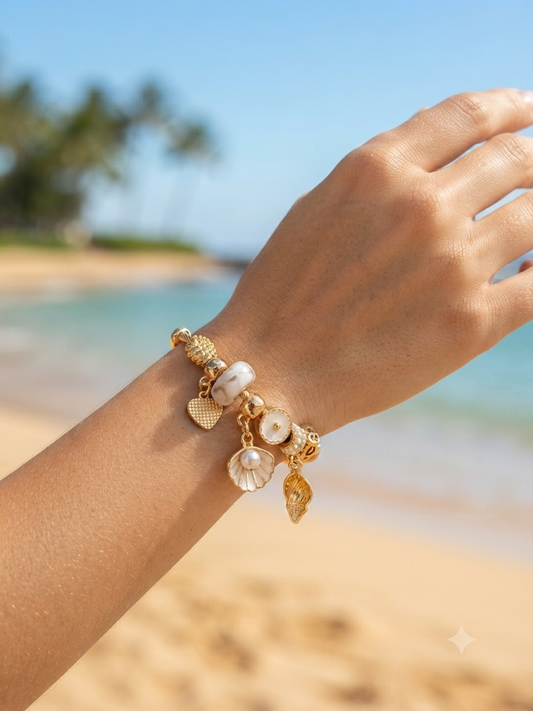 Bracelet Coquillage laiton doré ajustable Maëlyne Beauty