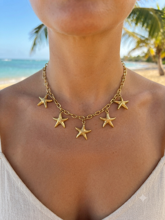 Collier Eva doré en acier inoxydable hypoallergénique - Maëlyne Beauty