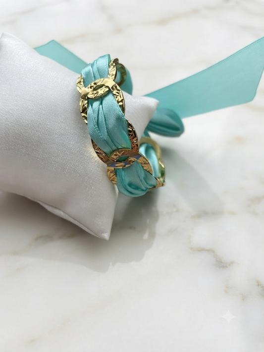 Ruban satin interchangeable turquoise 