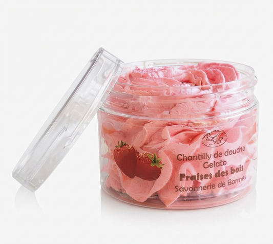 Chantilly de douche fraise des bois