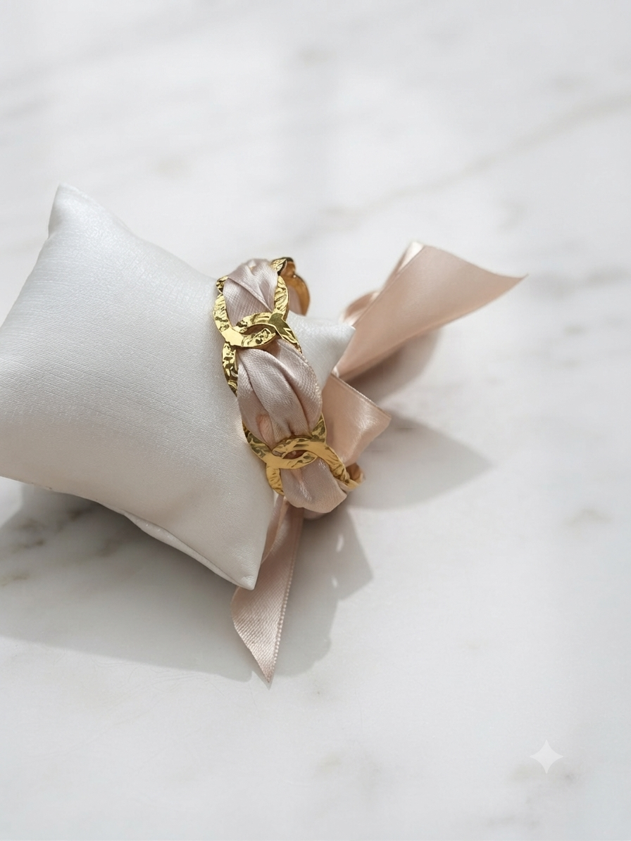 Ruban en satin interchangeable beige