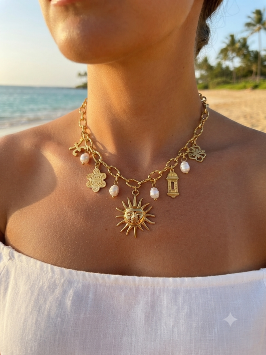 Collier Soleya doré en acier inoxydable hypoallergénique - Maëlyne Beauty