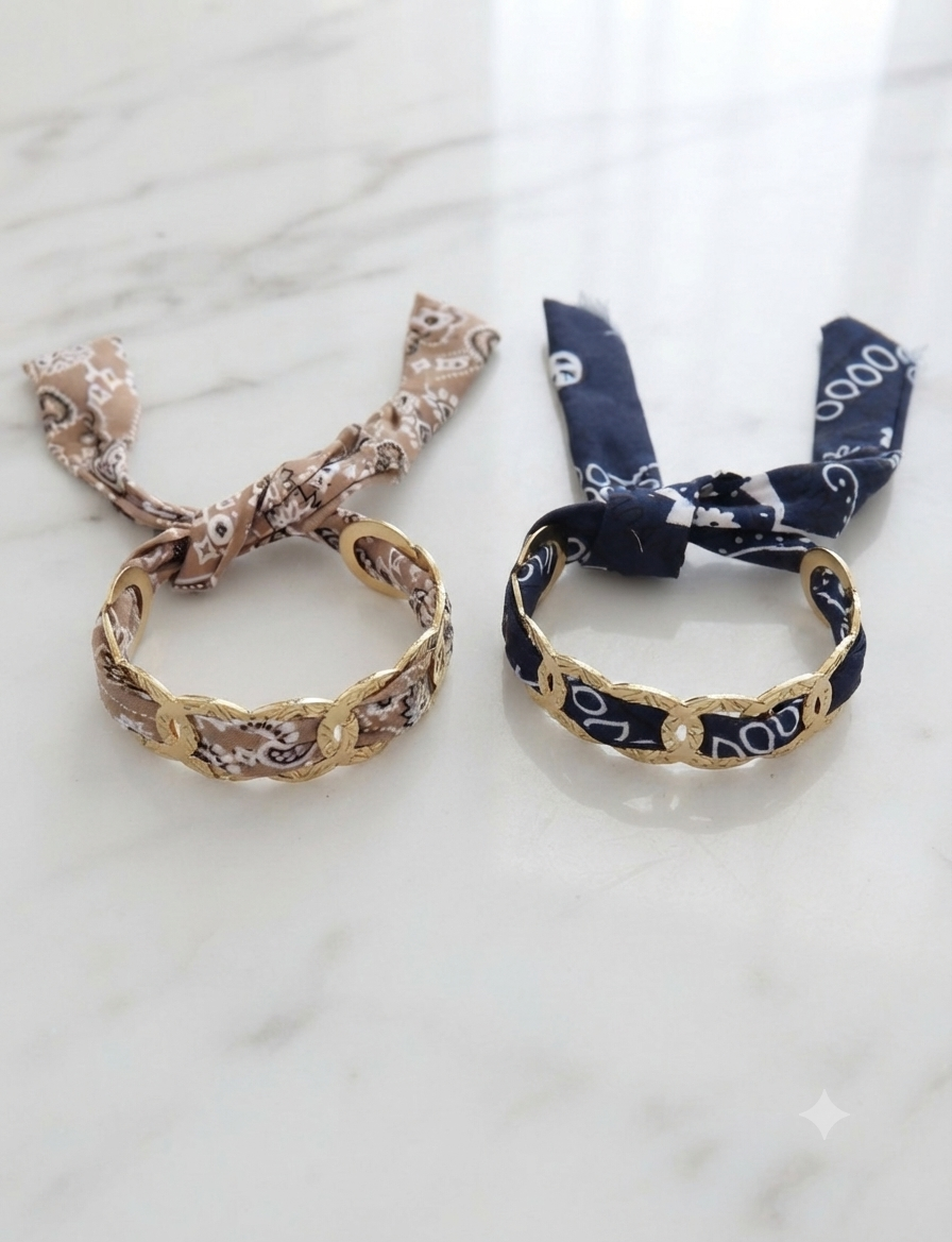 Bracelet maille et bandana Paisley